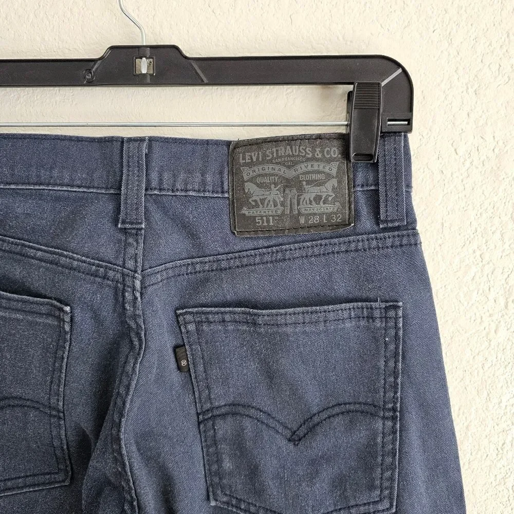 Levi's 511 Slim Fit Jeans Men's 28 X 32 Blue Grey Black 100% Cotton Black Label
